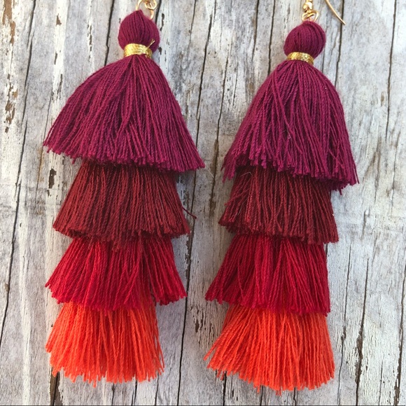 Silk Filigree Ombré Tassel Earrings! - Picture 3 of 6